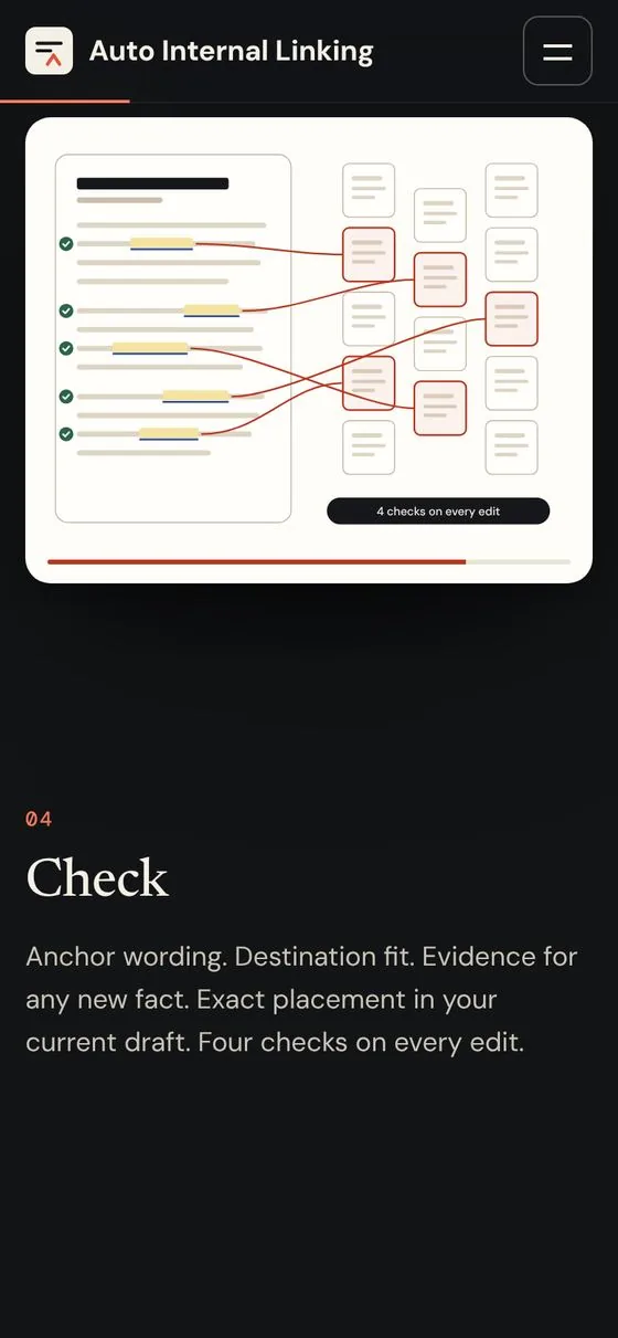 Product site on a phone: Check step