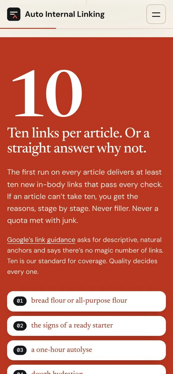 Product site on a phone: the ten standard