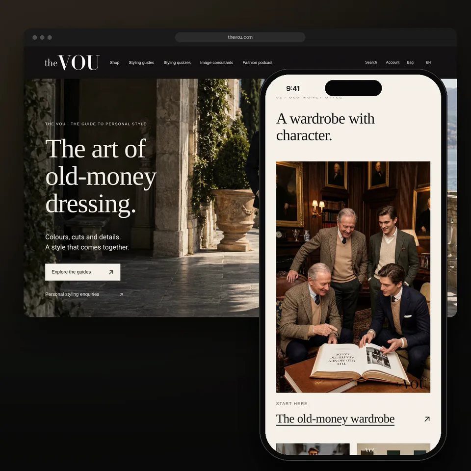 The VOU on desktop and mobile: the homepage and its style guides